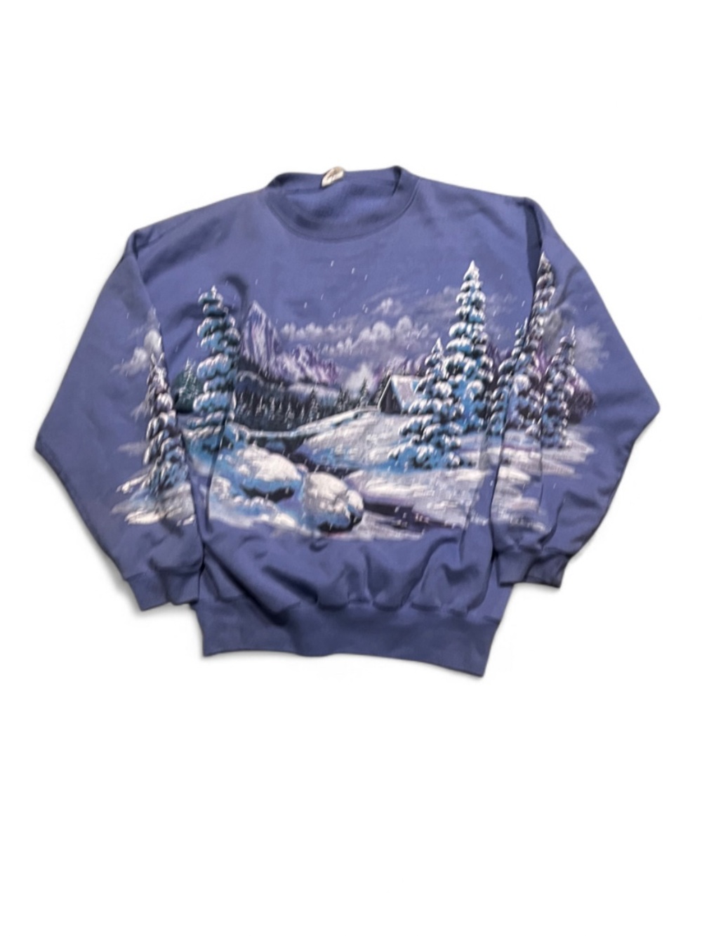 Classic Men's Blue Winter Landscape Crewneck Sweatshirt